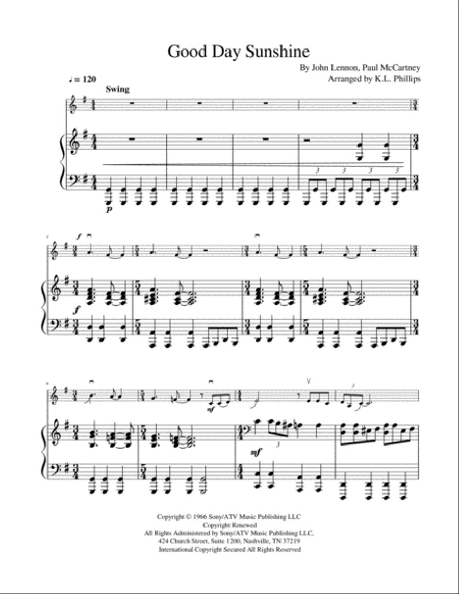 Good Day Sunshine Violin Solo scores gallery preview page 2