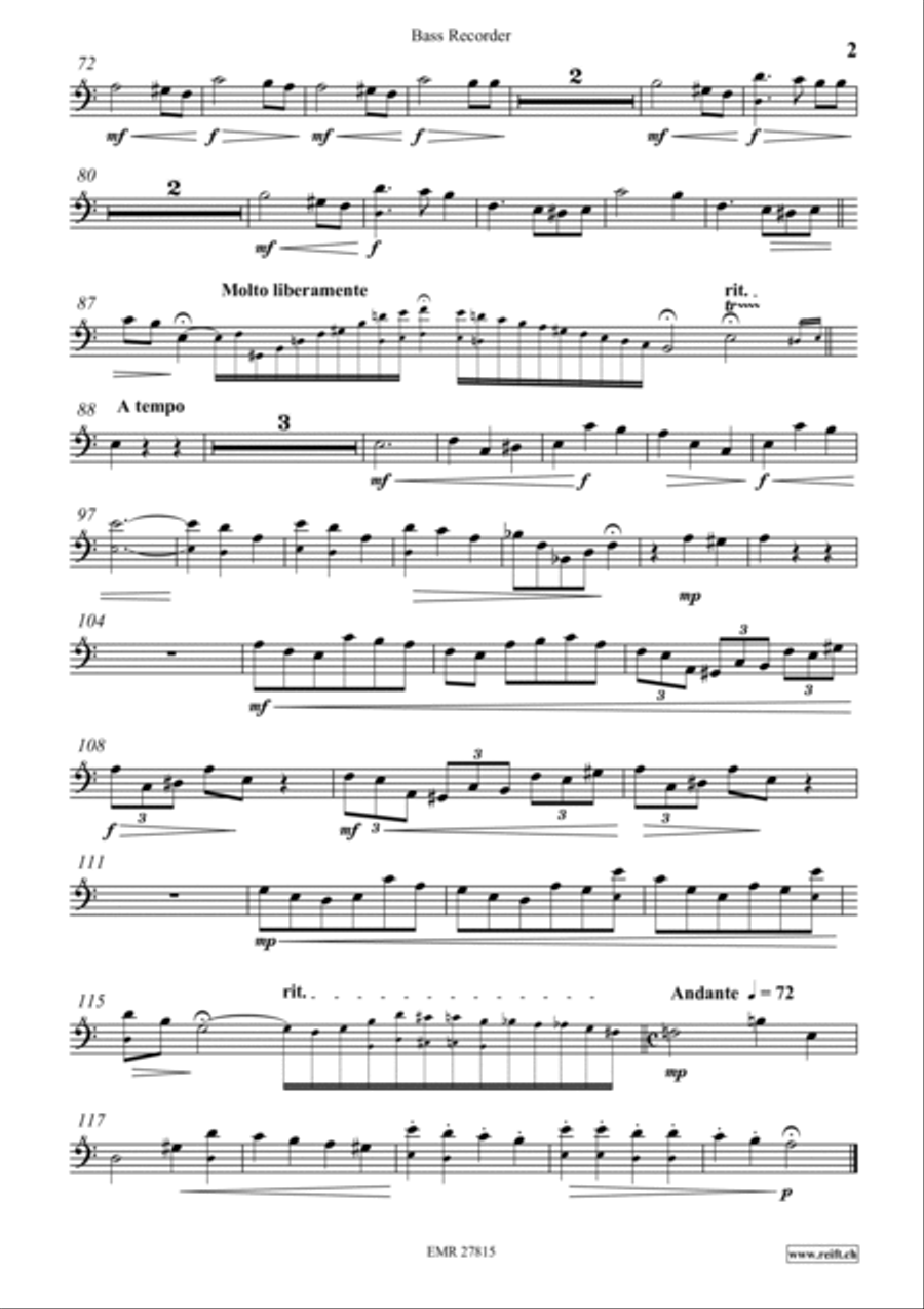 Nocturne Bass Recorder scores gallery preview page 3