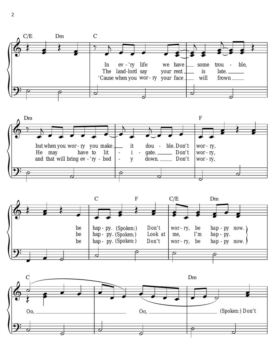 Don't Worry, Be Happy Easy Piano scores gallery preview page 2