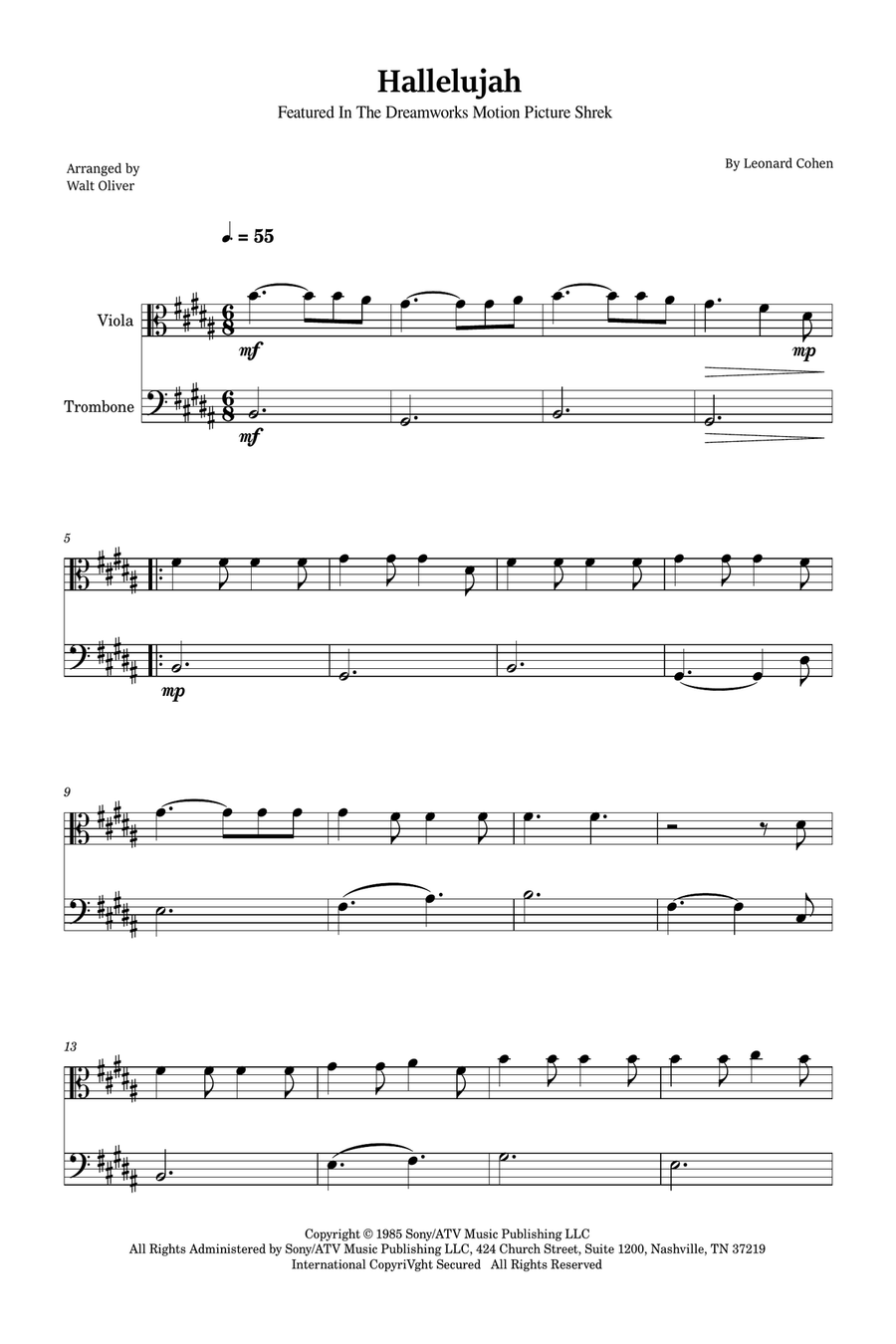 Hallelujah Trombone scores gallery preview page 1