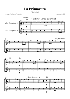 La Primavera (The Spring) by Vivaldi - Alto Saxophone Duet with Chord Notations