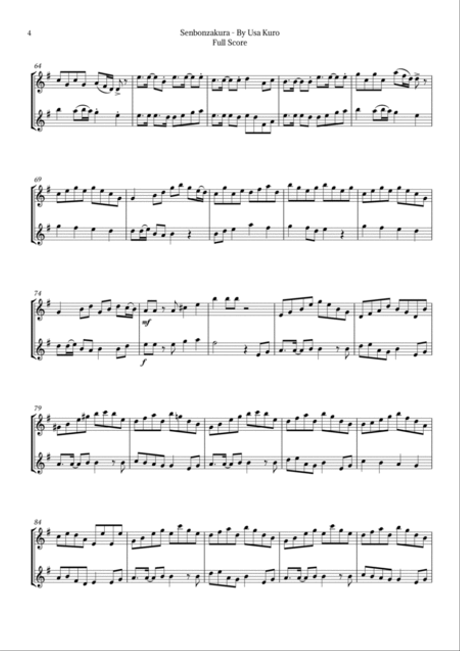 Senbonzakura Trumpet Duet scores gallery preview page 4