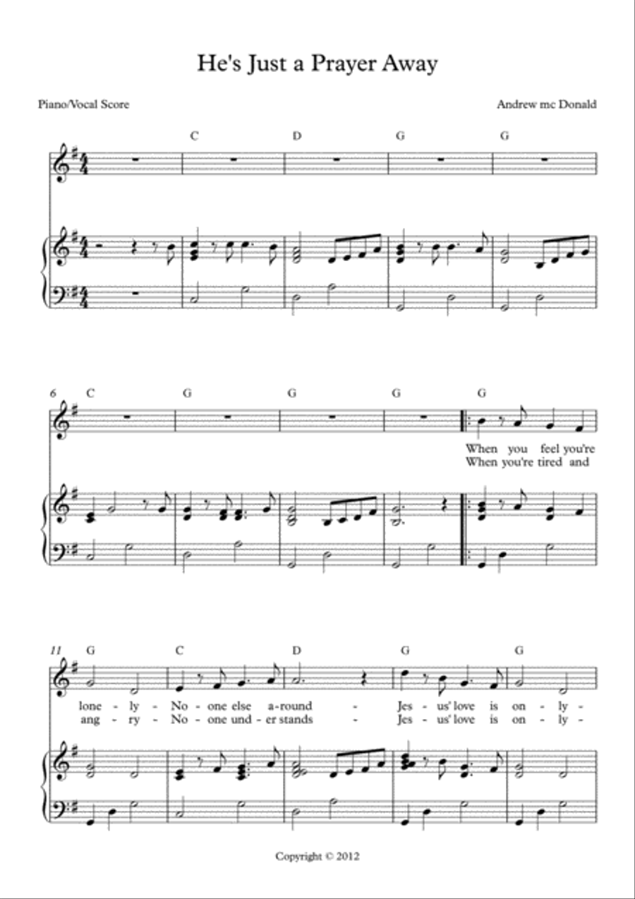 He's Just a Prayer Away Voice scores gallery preview page 2