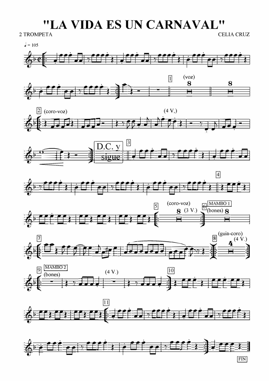 Celia Cruz - La Vida Es Un Carnaval Full Orchestra scores gallery preview page 2