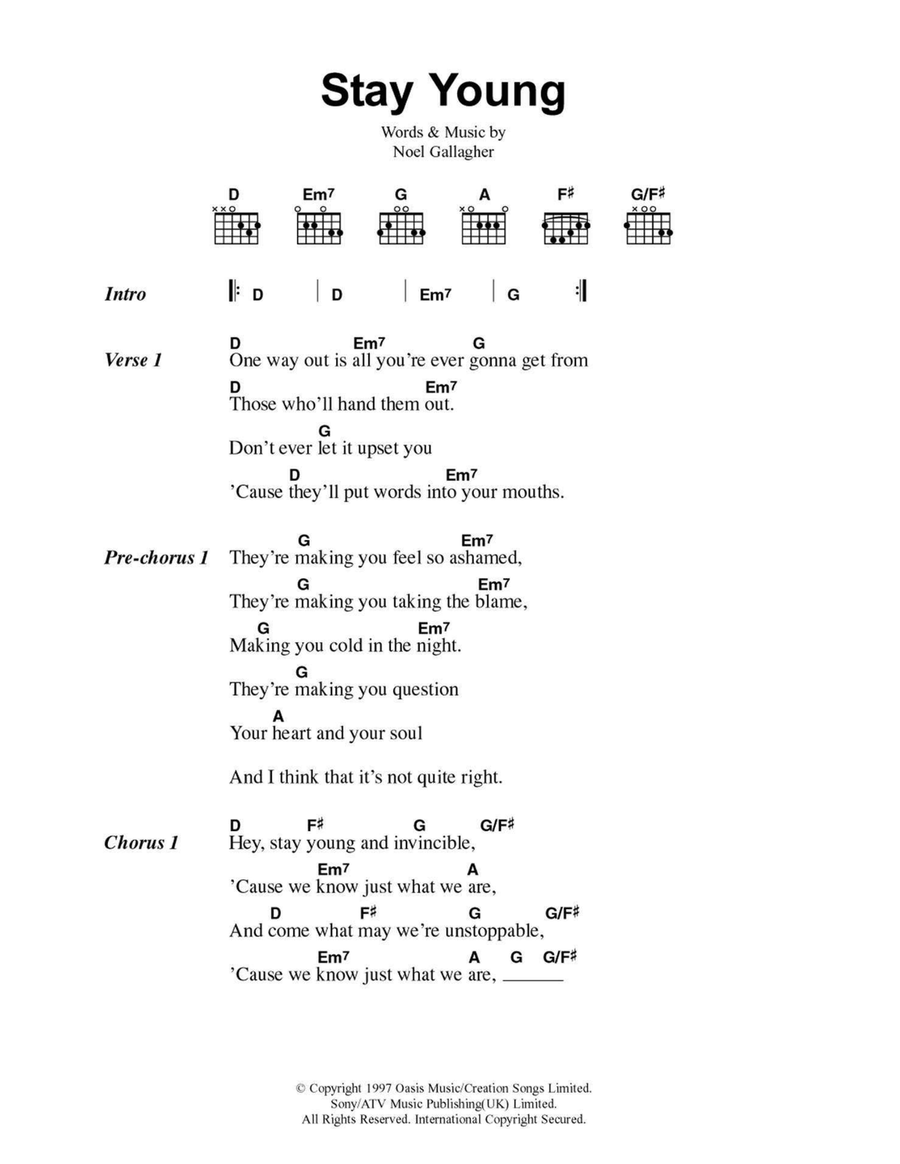 Stay Young Easy Guitar scores gallery preview page 1