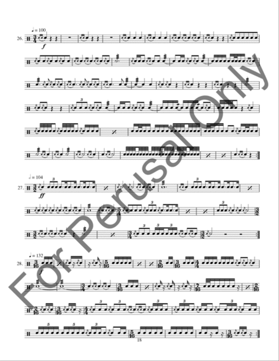 Techniques and Exercises for Playing Triangle, Tambourine, and Castagnets Percussion scores gallery preview page 19