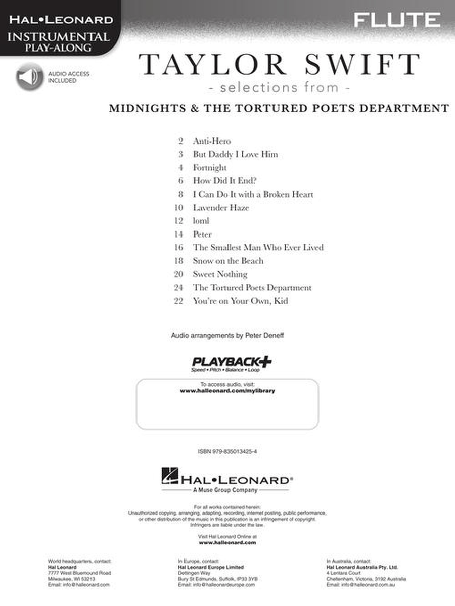 Taylor Swift – Selections from Midnights & The Tortured Poets Department Flute Solo scores gallery preview page 3