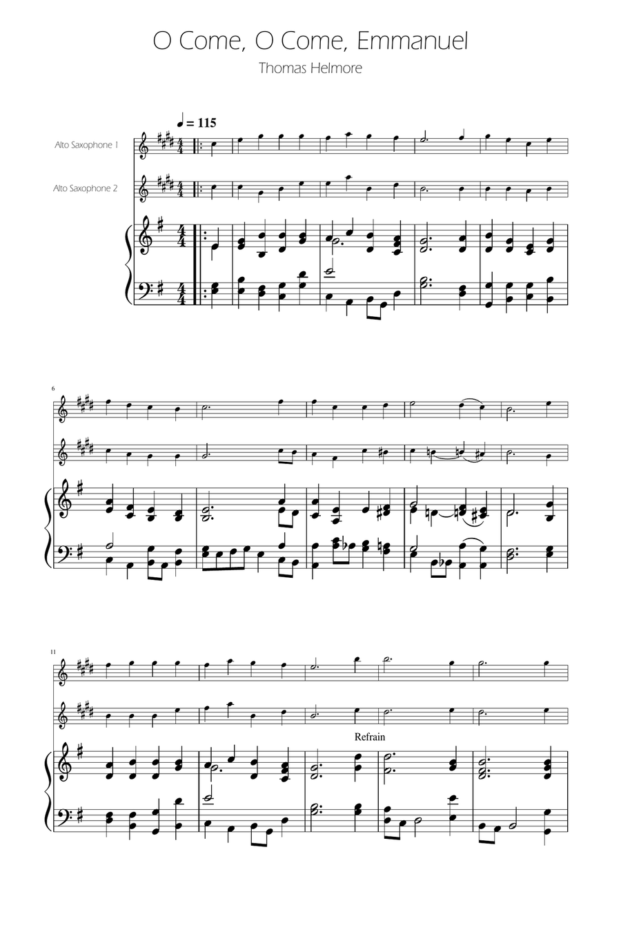 O Come, O Come, Emmanuel - Alto Sax Duet Woodwind Duet scores gallery preview page 1