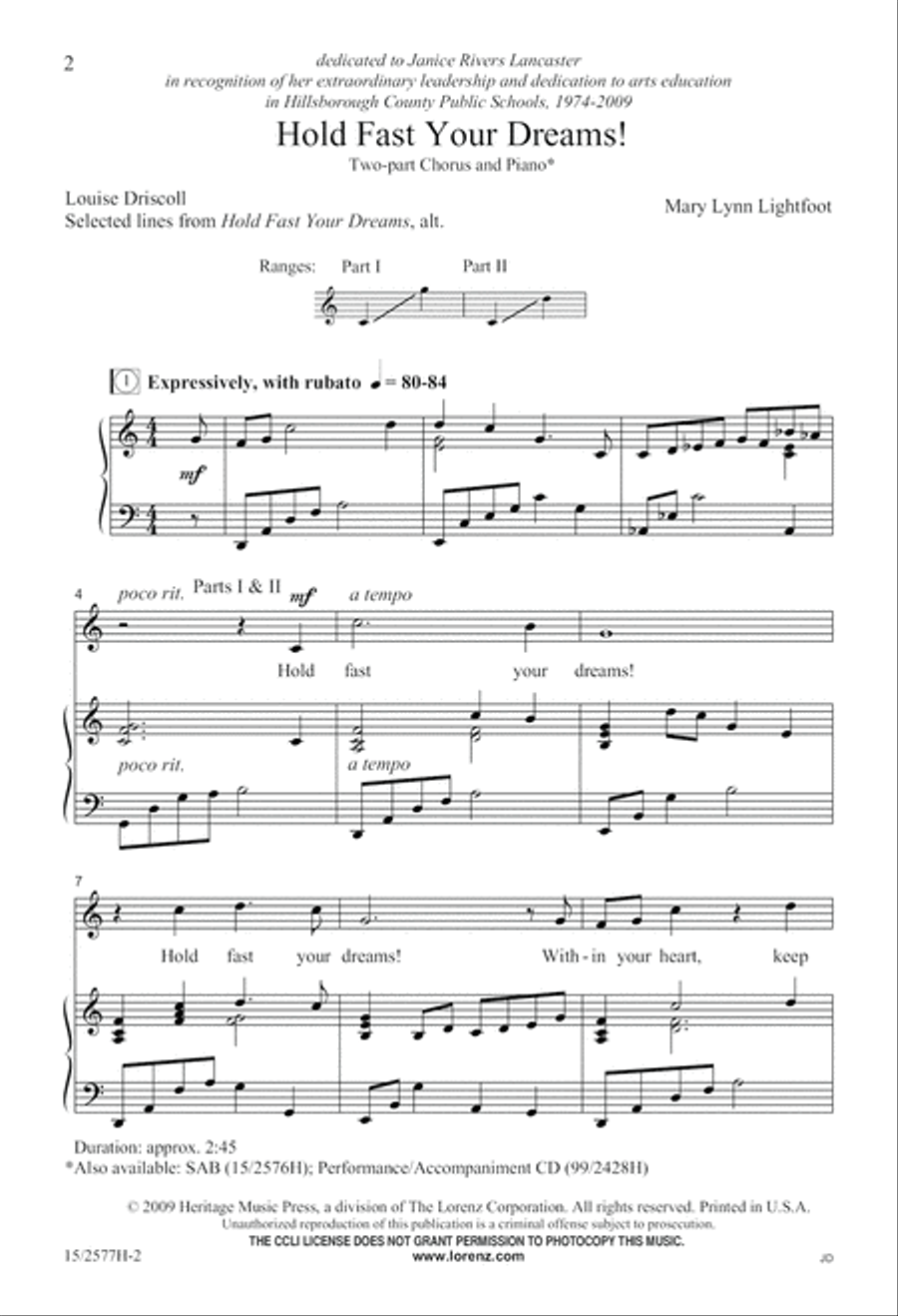 Hold Fast Your Dreams! Hold Fast Your Dreams! 2-Part scores gallery preview page 3