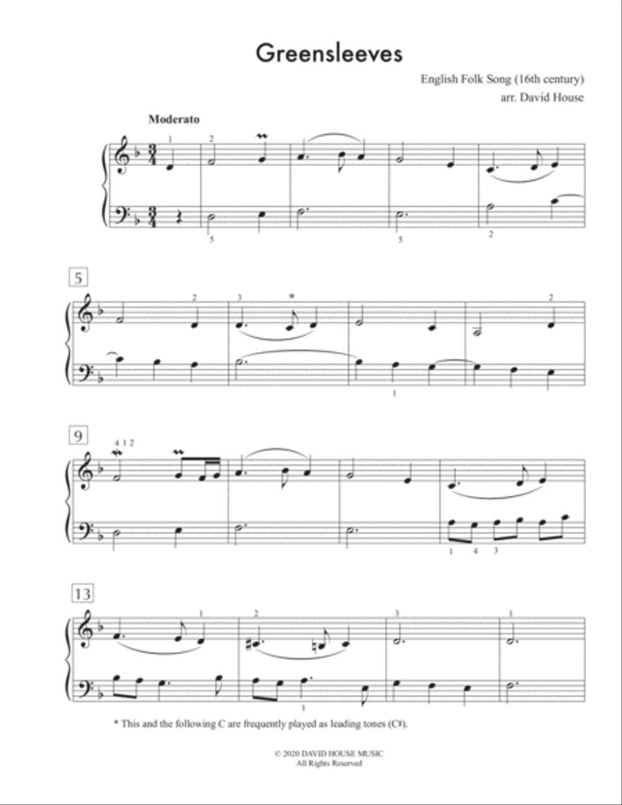 Greensleeves Easy Piano scores gallery preview page 1