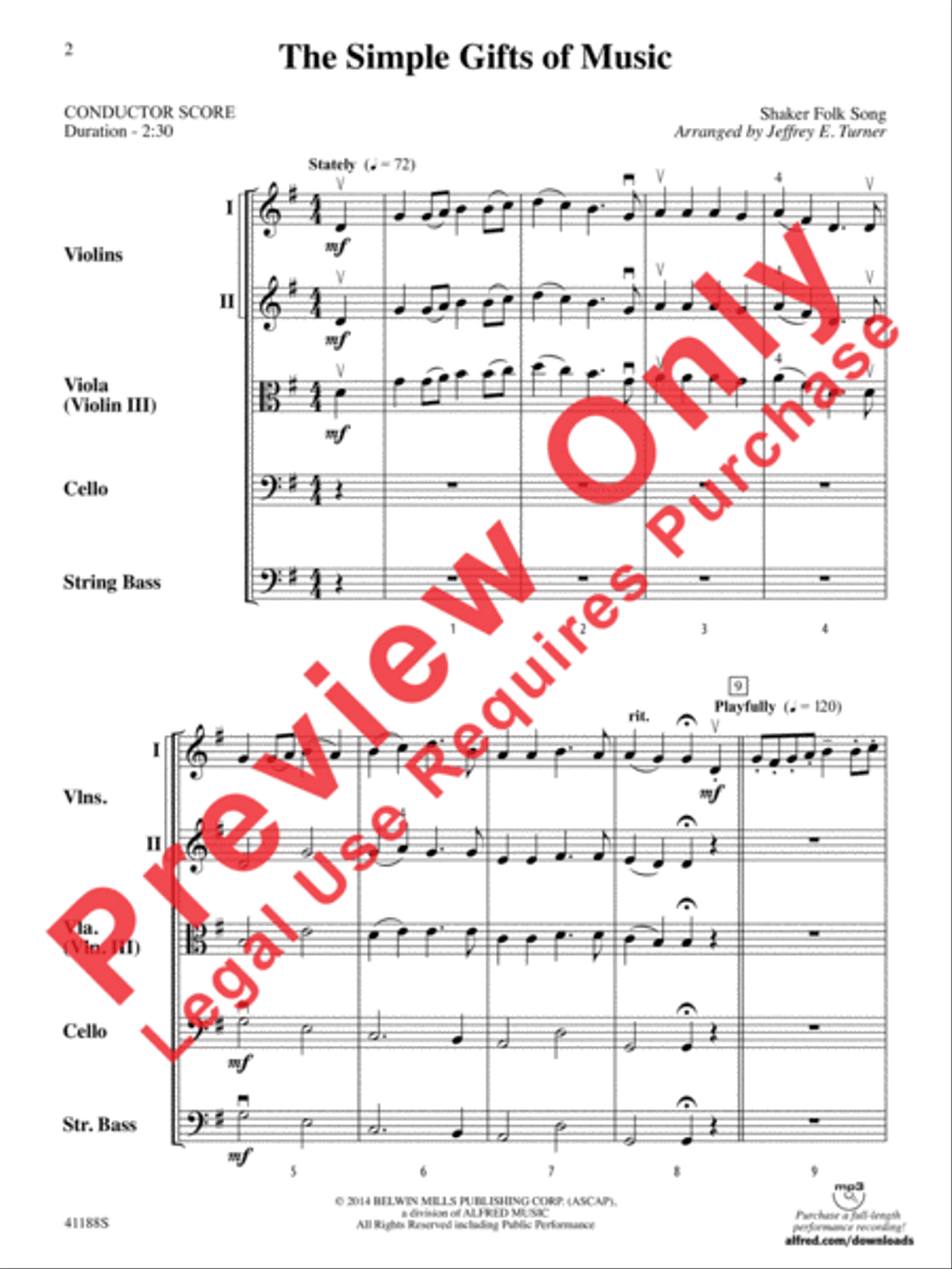 The Simple Gifts of Music String Orchestra scores gallery preview page 3