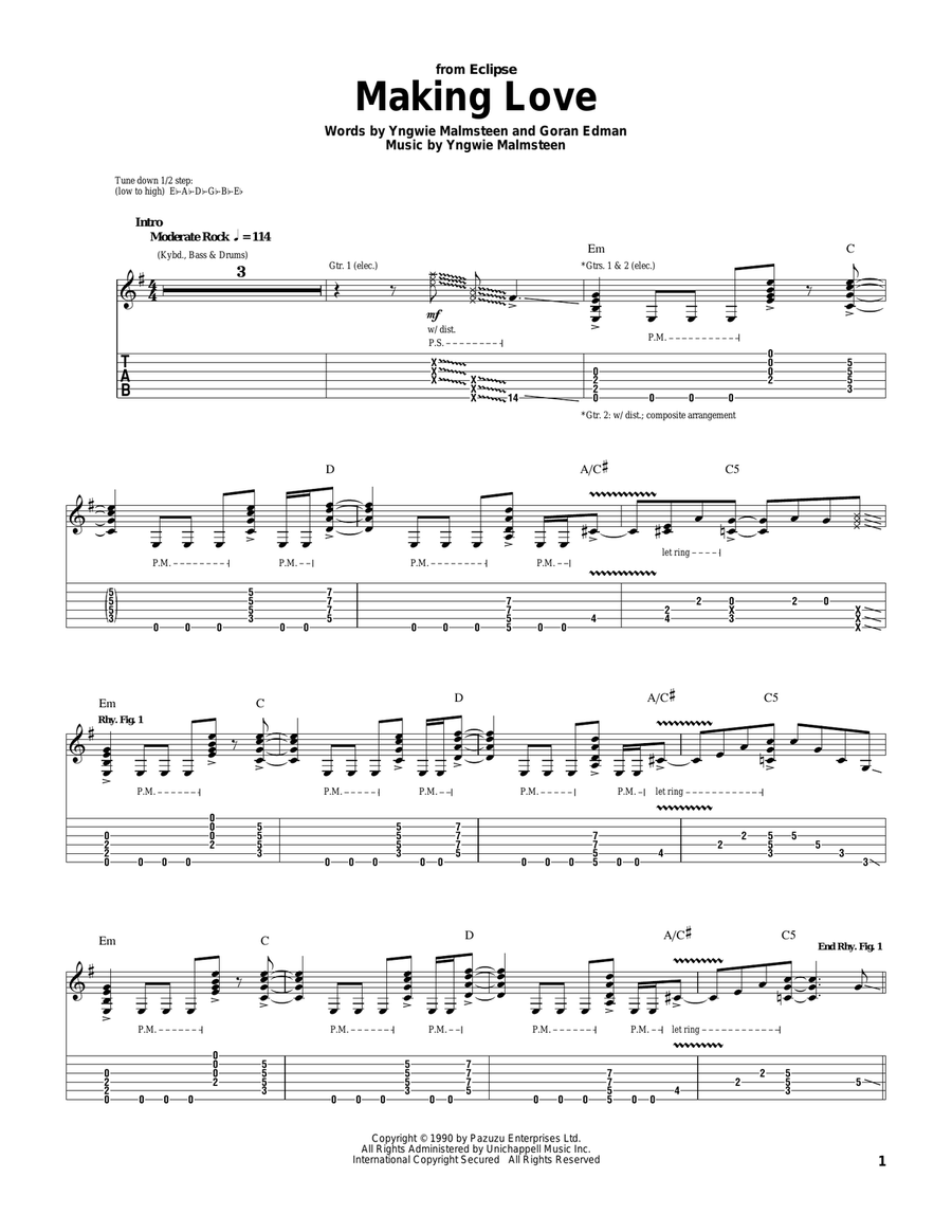 Making Love Making Love Electric Guitar scores gallery preview page 1