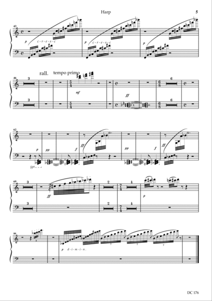 Ecocycle - harp part and vocal score cued with 1st violin Small Ensemble scores gallery preview page 5