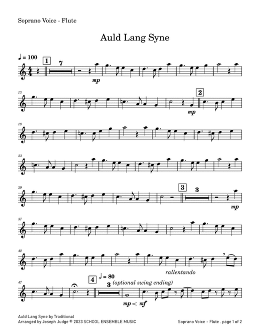 Auld Lang Syne for Woodwind Quartet in Schools image number null