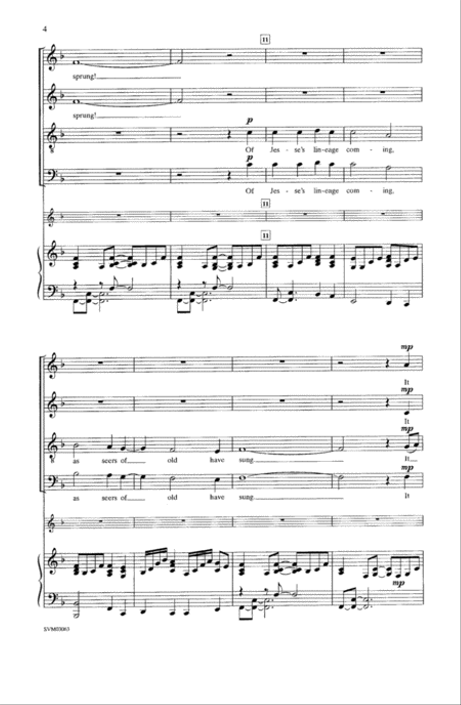 Lo, How a Rose E'er Blooming 4-Part scores gallery preview page 3