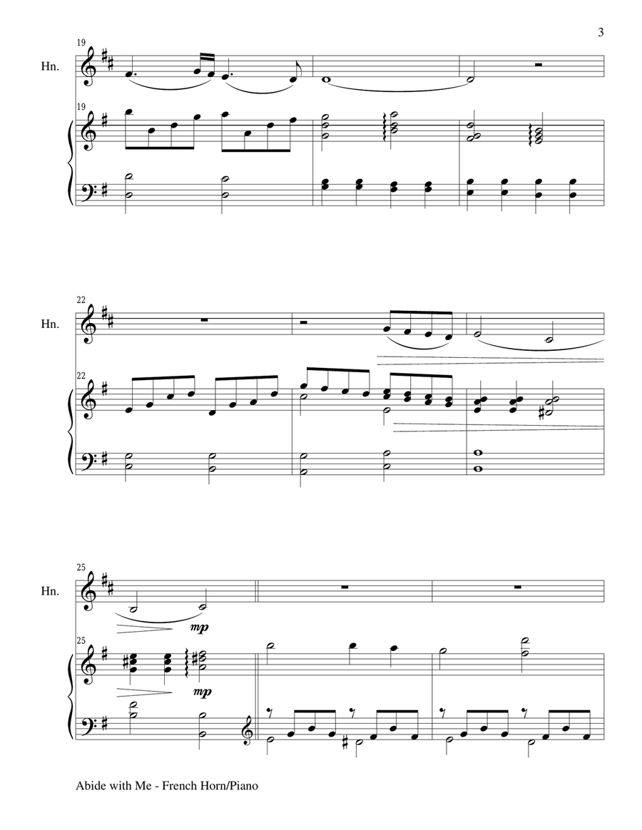 ABIDE WITH ME (Duet – French Horn and Piano/Score and Parts) Brass Duet scores gallery preview page 3