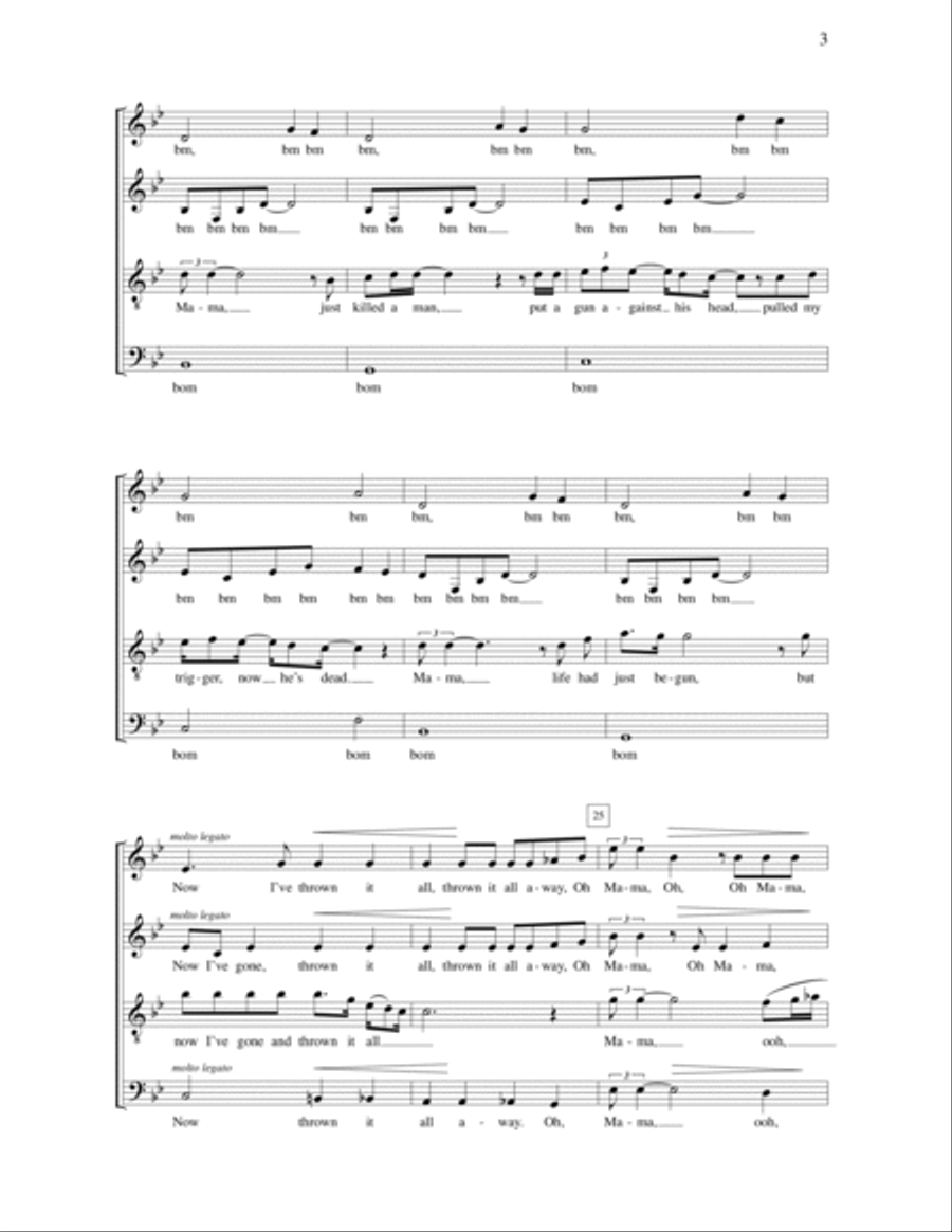 Bohemian Rhapsody (arr. Deke Sharon) 4-Part scores gallery preview page 3
