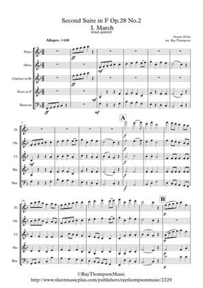 Holst: 2nd Suite in F Op.28 No.2 Mvt. I. March - wind quintet