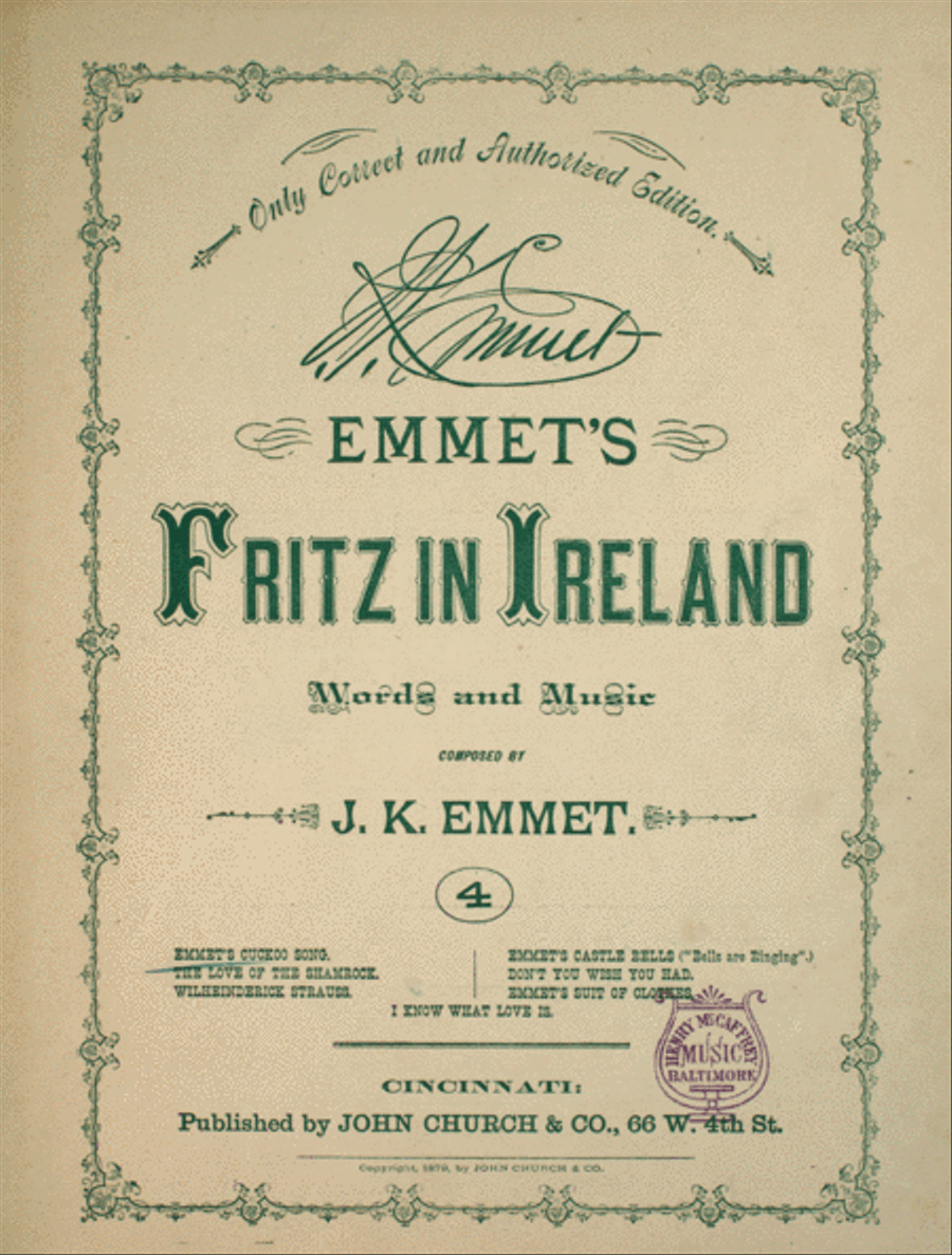 Emmet's Fritz in Ireland. Emmet's Cuckoo Song Voice scores gallery preview page 1