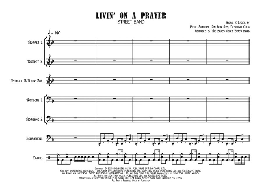 Livin' On A Prayer Brass Ensemble scores gallery preview page 1