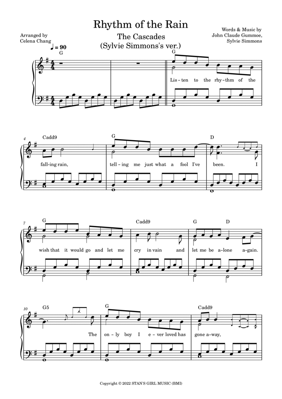 Rhythm Of The Rain Piano Solo scores gallery preview page 1