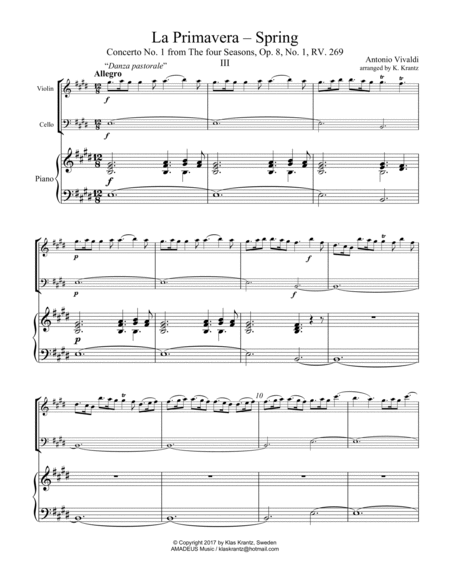 Allegro (iii) from La Primavera (Spring) RV. 269 for piano trio image number null