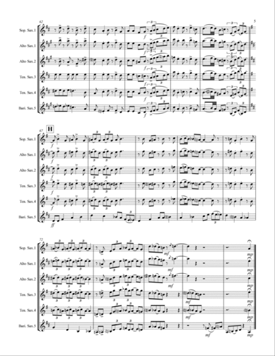 Sentimental Journey Saxophone Quintet scores gallery preview page 6