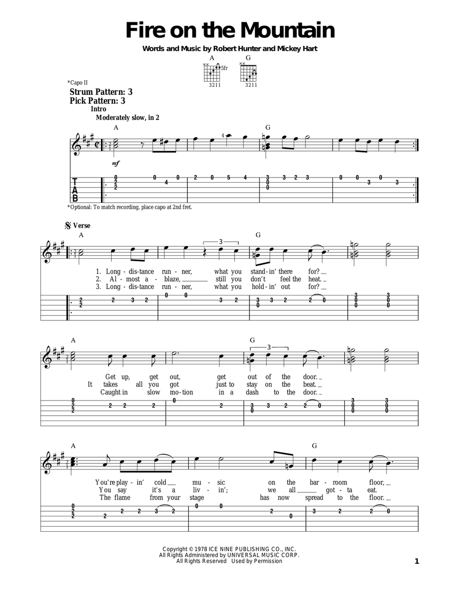 Fire On The Mountain Acoustic Guitar scores gallery preview page 1