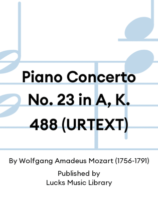Book cover for Piano Concerto No. 23 in A, K. 488 (URTEXT)