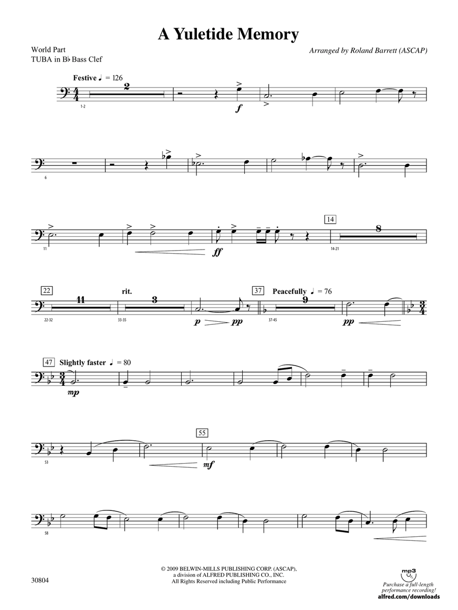 A Yuletide Memory: (World Part) B-flat Tuba B.C.