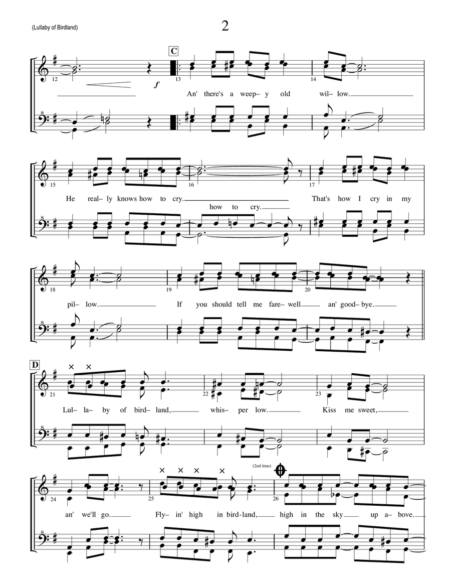Lullaby Of Birdland SSAA scores gallery preview page 2