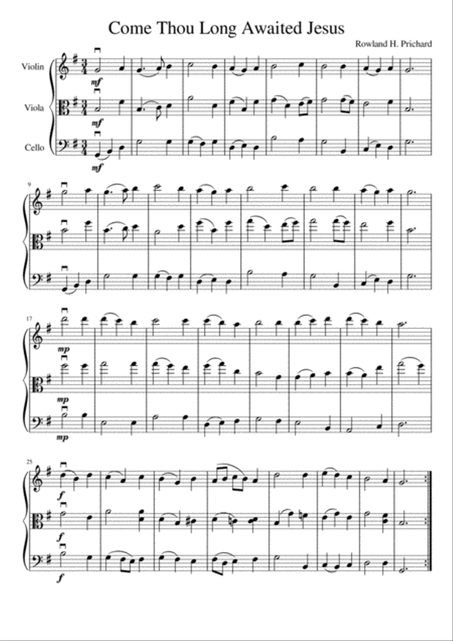 Come Thou Long Awaited Jesus Come Thou Long Awaited Jesus String Trio scores gallery preview page 2