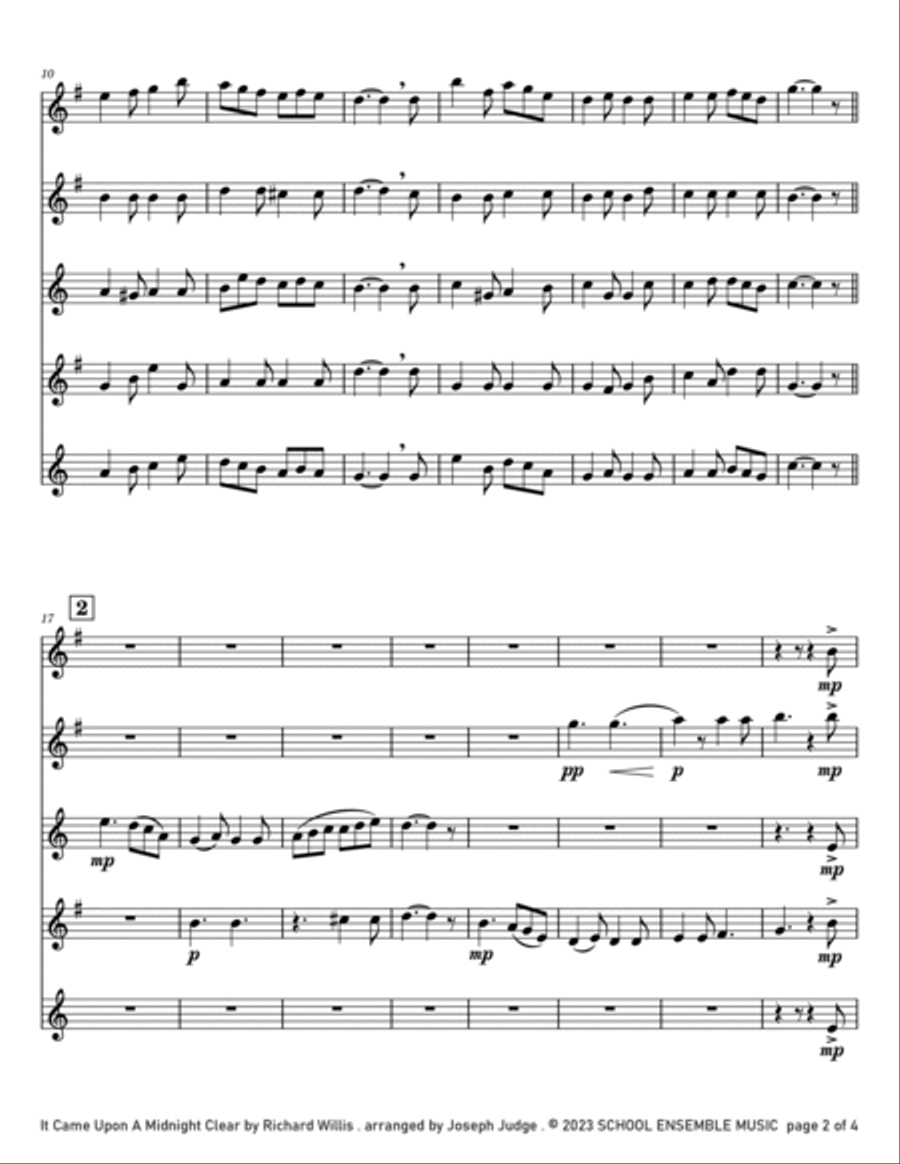 It Came Upon A Midnight Clear for Saxophone Quartet in Schools Saxophone Quartet scores gallery preview page 2