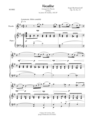 Rachmaninoff: Vocalise for Piccolo & Piano