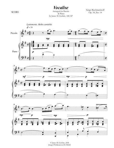 Rachmaninoff: Vocalise for Piccolo & Piano image number null