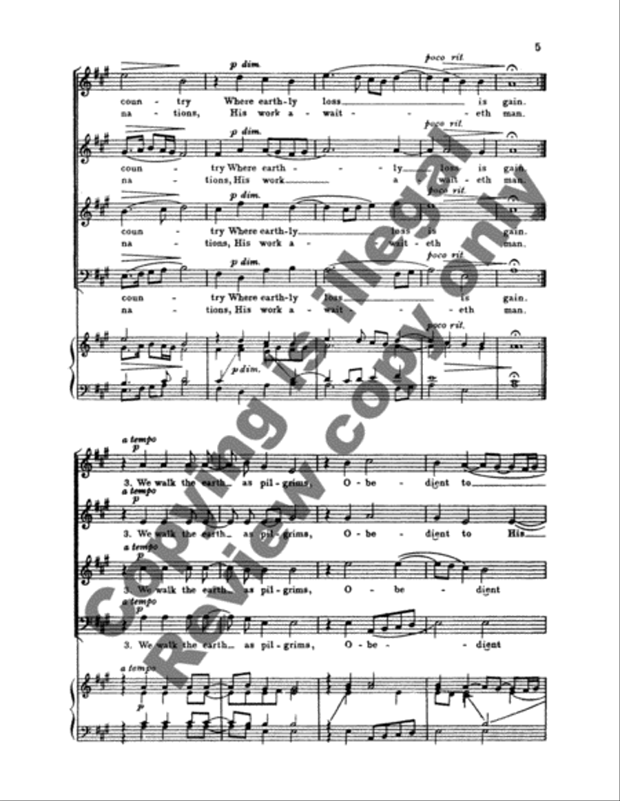 We Walk the Earth as Pilgrims 4-Part scores gallery preview page 4