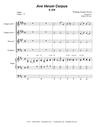 Ave Verum Corpus (Brass Quartet - Organ accompaniment)