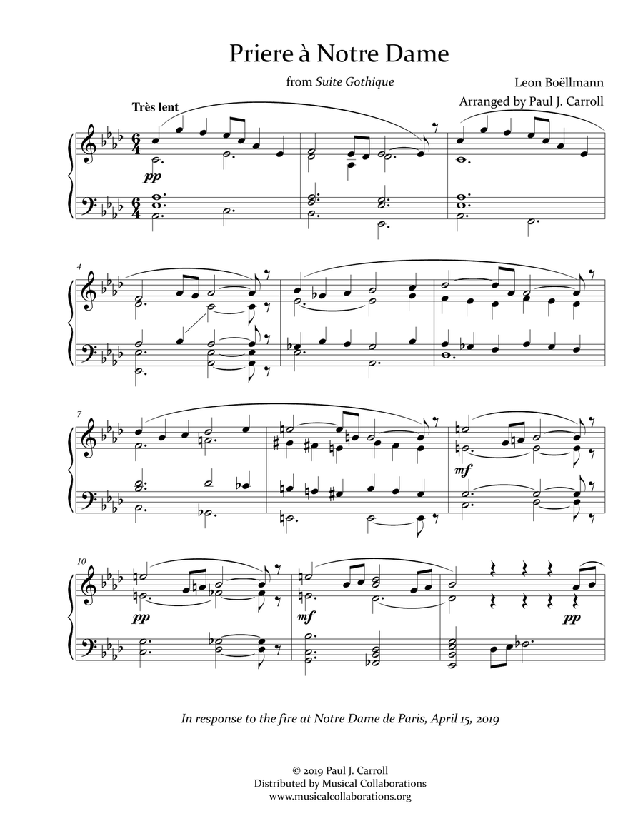 Priere à Notre Dame from Suite Gothique Piano Solo scores gallery preview page 1