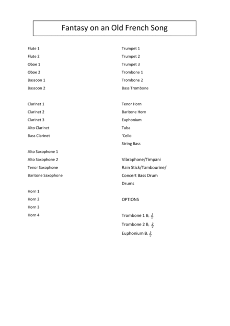 Fantasy on an Old French Song Concert Band scores gallery preview page 2