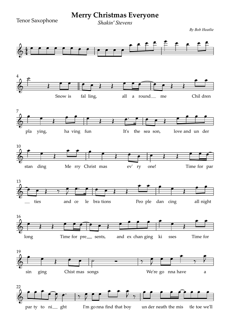 Merry Christmas Everyone Merry Christmas Everyone Tenor Saxophone scores gallery preview page 1