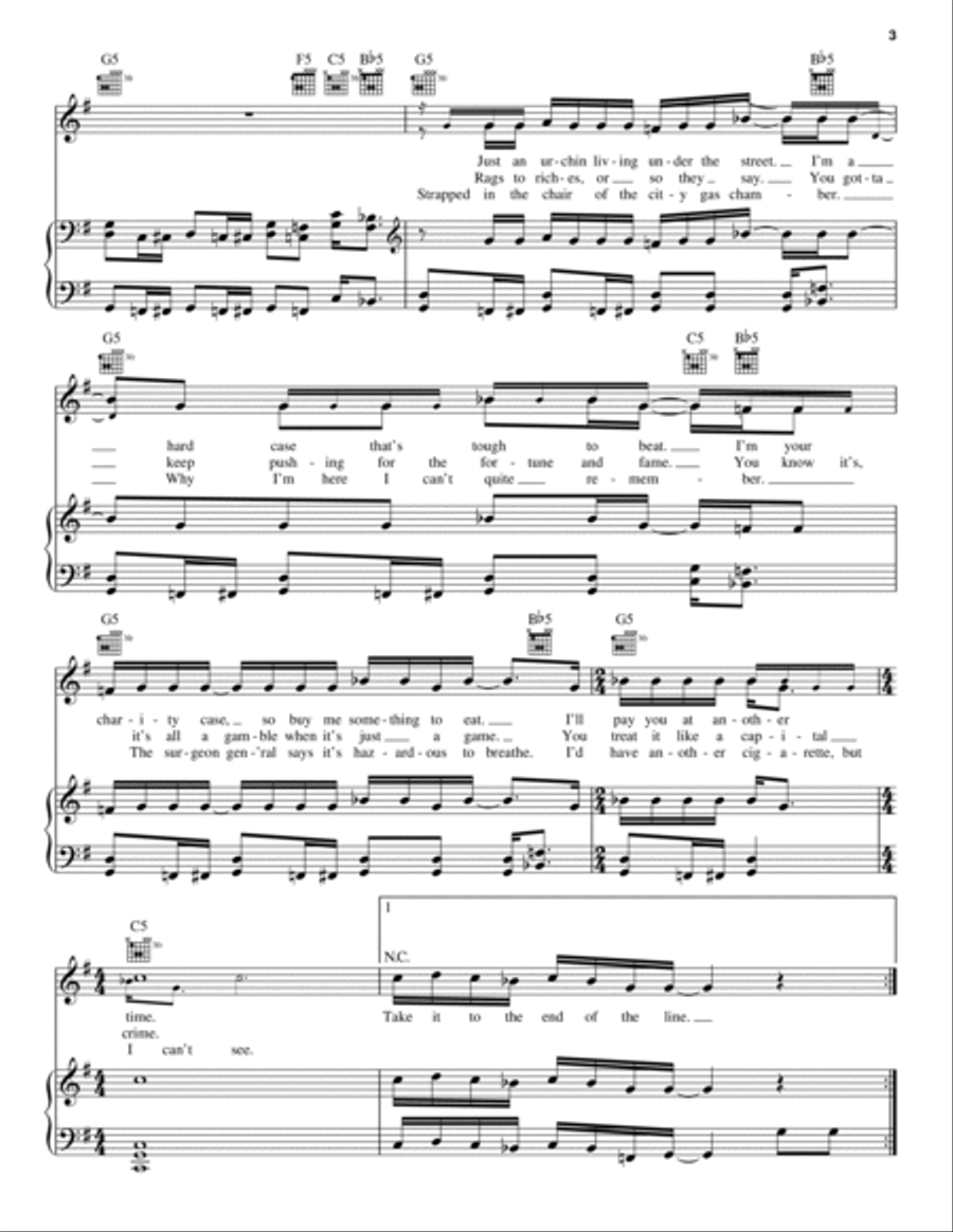 Paradise City Piano, Vocal, Guitar scores gallery preview page 3