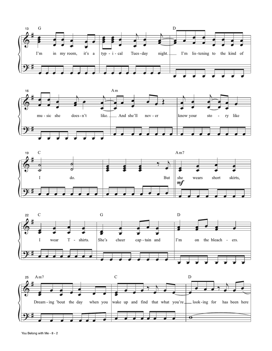 You Belong With Me (Taylor's Version) Piano, Vocal scores gallery preview page 2