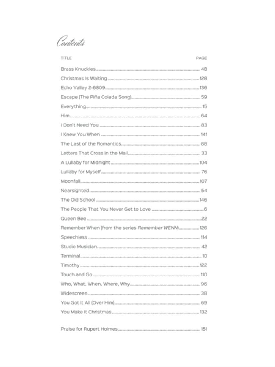 The Rupert Holmes Songbook Piano, Vocal, Guitar scores gallery preview page 3