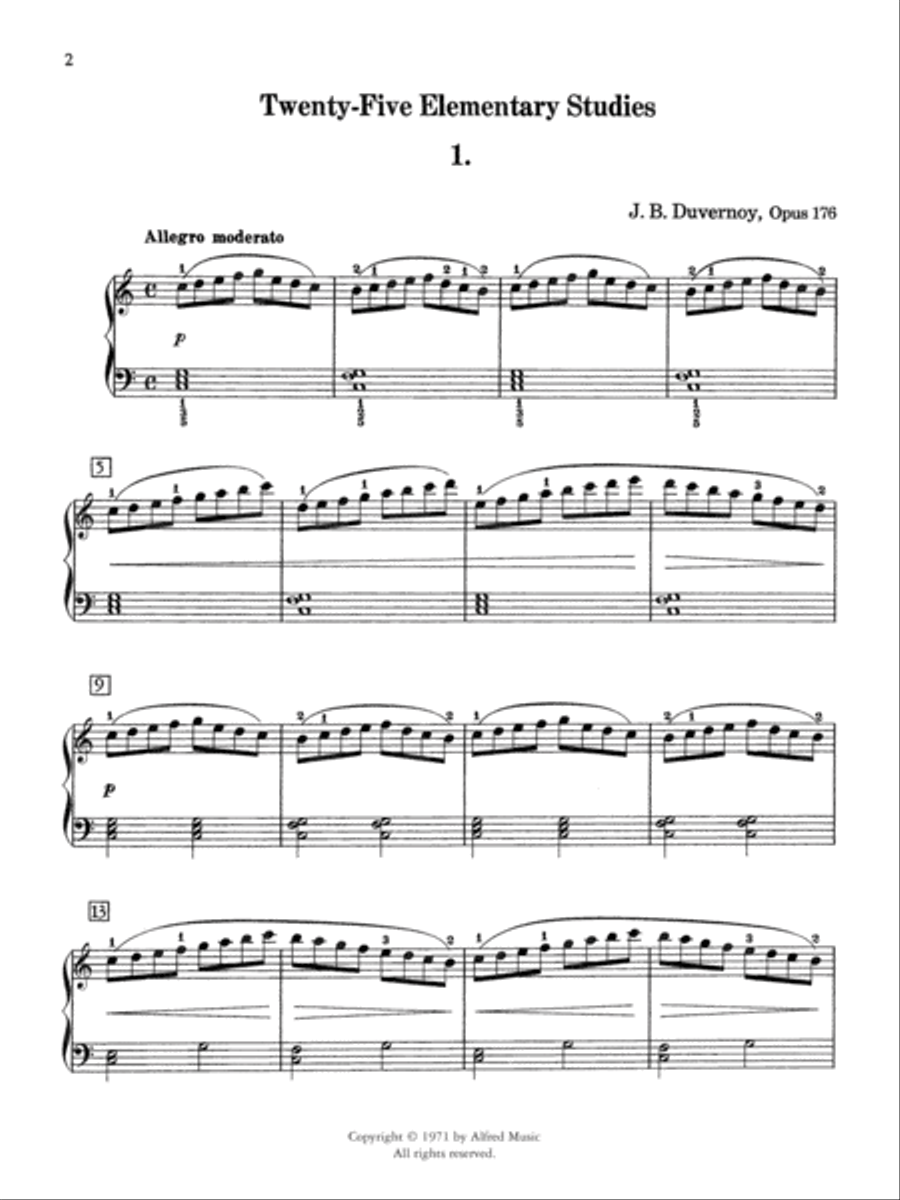 Duvernoy -- 25 Elementary Studies, Op. 176