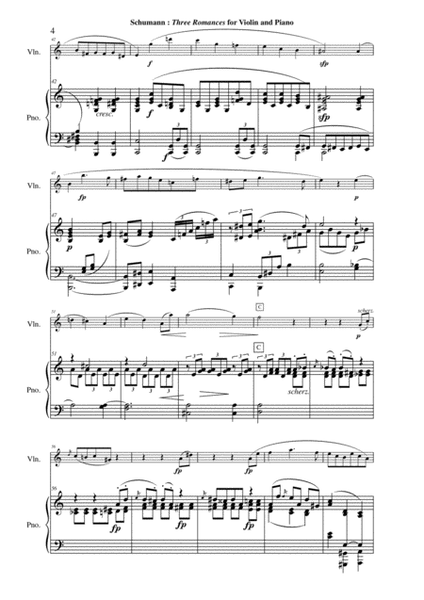 Robert Schumann: Three Romances (Drei Romanzen), Opus 94, arranged for violin and piano