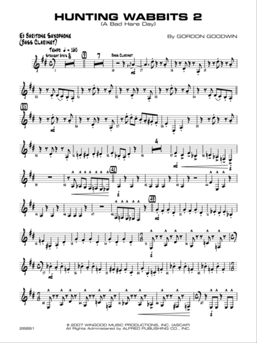 Hunting Wabbits 2 (A Bad Hare Day): Bass Clarinet Jazz Ensemble scores gallery preview page 1