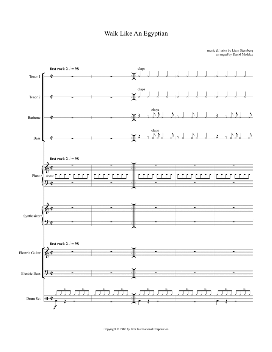 Walk Like An Egyptian Small Ensemble scores gallery preview page 1