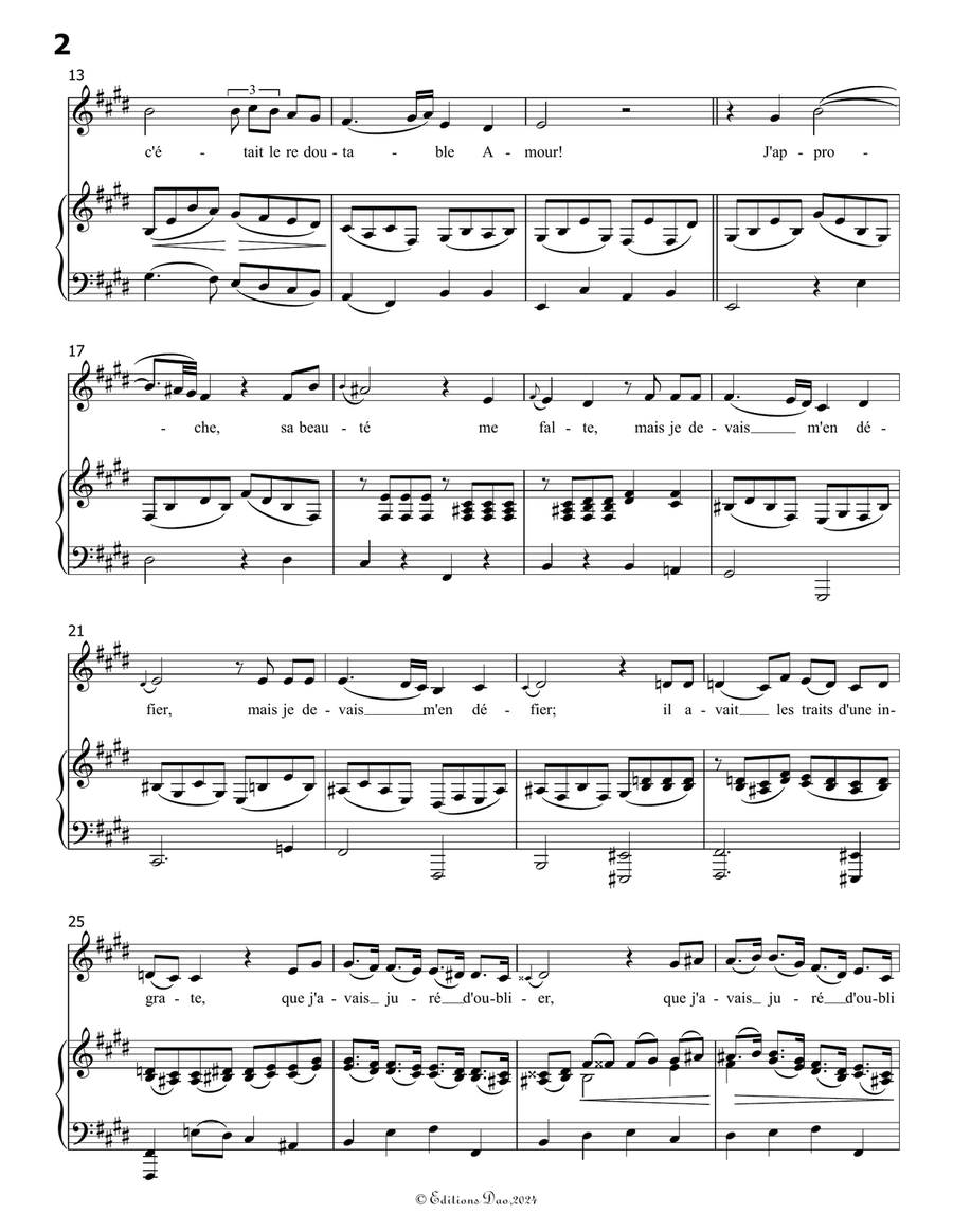 Dans un bois solitaire, by Mozart, K.308/295b, in E Major Piano, Vocal scores gallery preview page 4