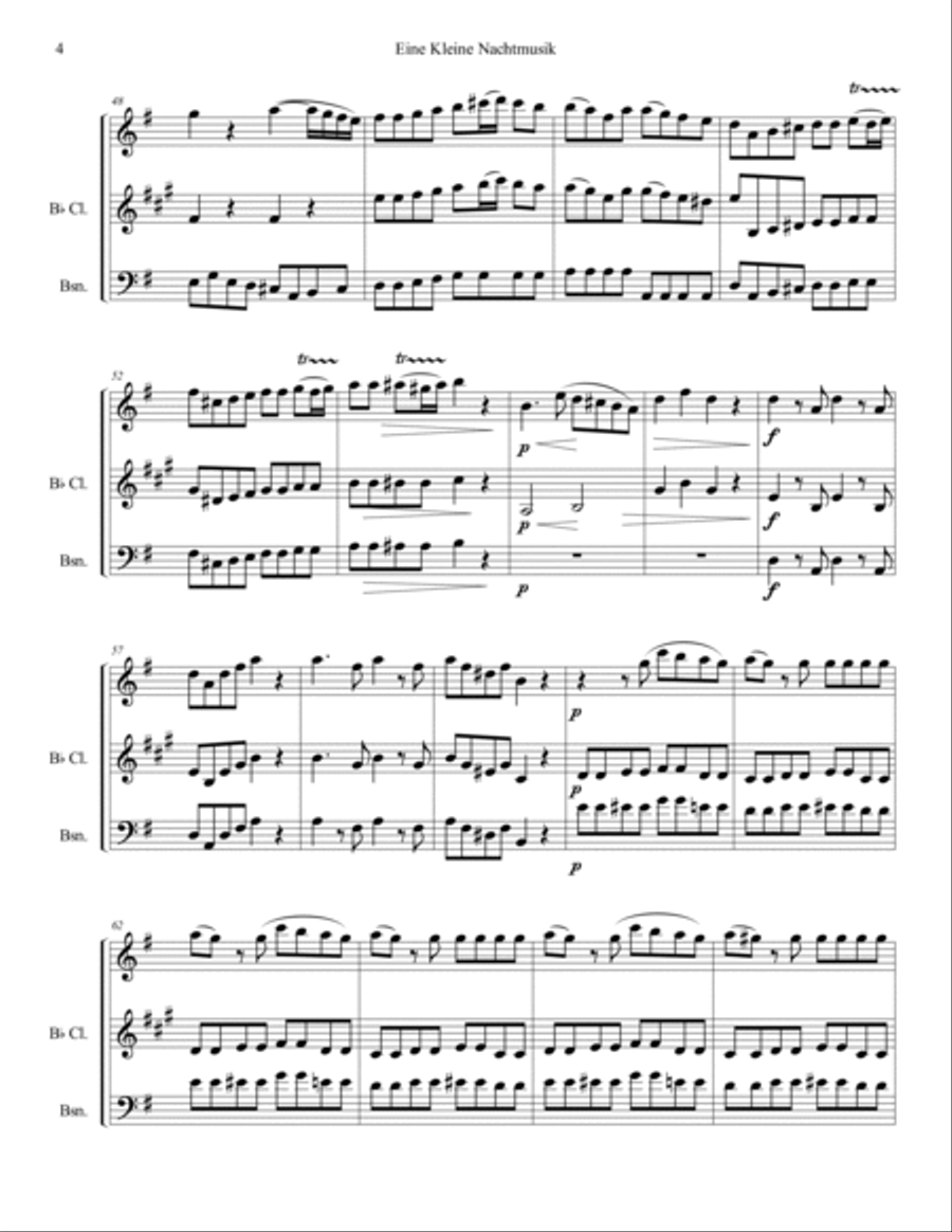 Mozart 1787 KV 525 Eine Kleine Nachtmusik Woodwind Trio Full Score & Parts Small Ensemble scores gallery preview page 4
