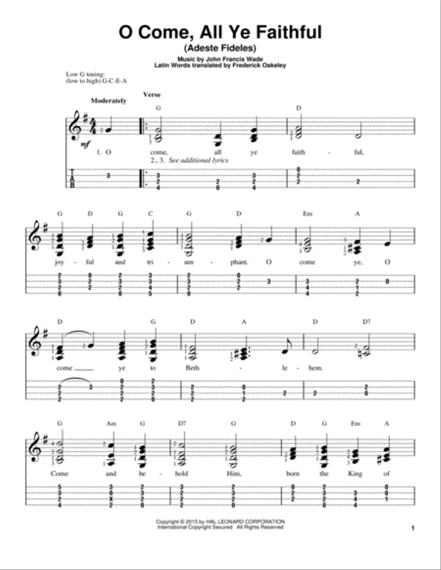 O Come, All Ye Faithful (Adeste Fideles) Ukulele scores gallery preview page 1